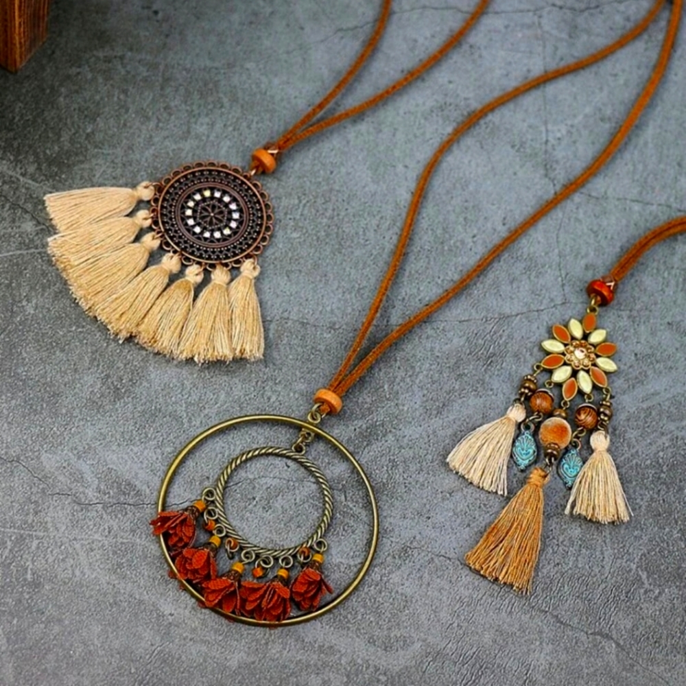 set of 3 boho necklaces